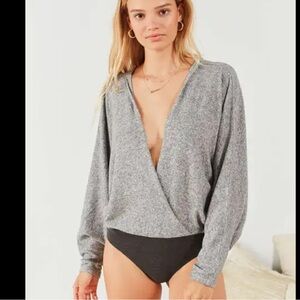 Urban Outfitters Gray Wrap Bodysuit